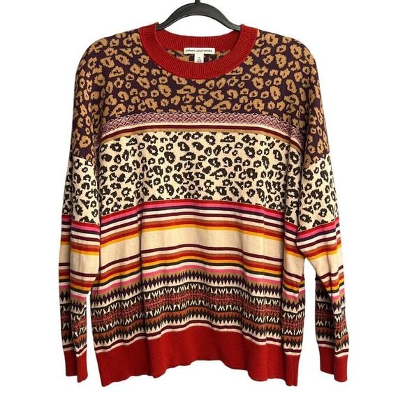 Cotton by Autumn Cashmere Sweaters - Cotton by Autumn Cashmere Leopard Fairisle Crew Neck Sweater Size XL